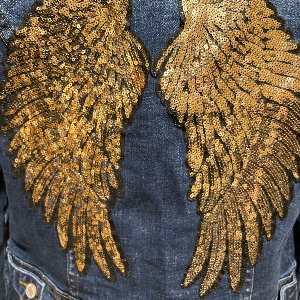 Stunning Jean Jacket with Gold Angels wings